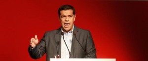 SYRIZA party leader Alexis Tsipras speaks during a press conference at the 79th Thessaloniki International Fair