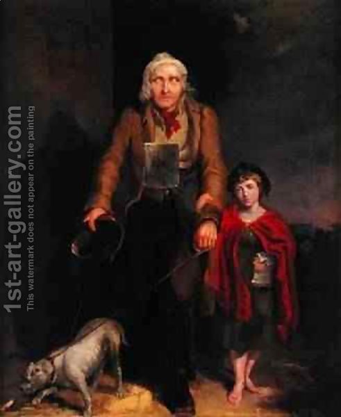 Mendicante cieca, olio su tela di James Flewitt Mullock (secolo XIX)